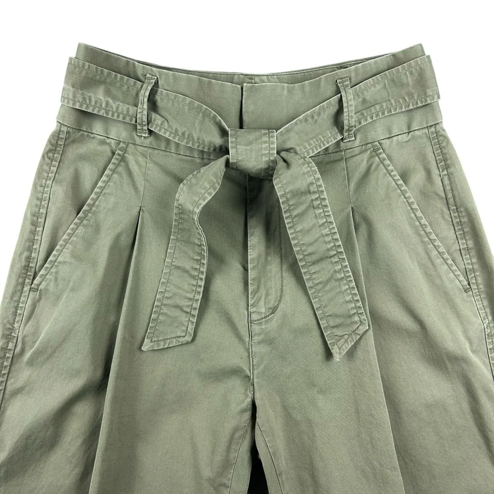 Polo Ralph Lauren Womens Belted Tapered Leg Pleated Pants Size 0 Green Preppy Gr - Picture 3 of 16